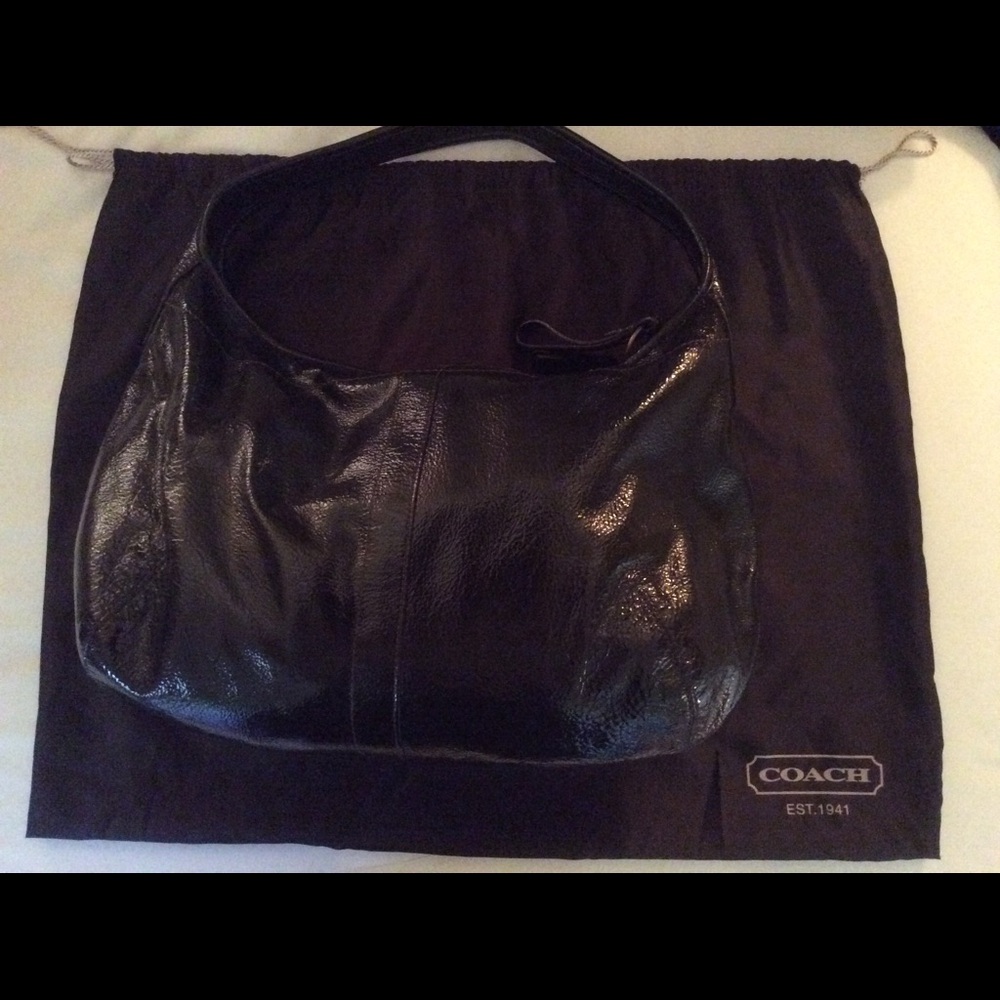 Genuine COACH chocolate brown patent leather bag - Picture 2 of 4